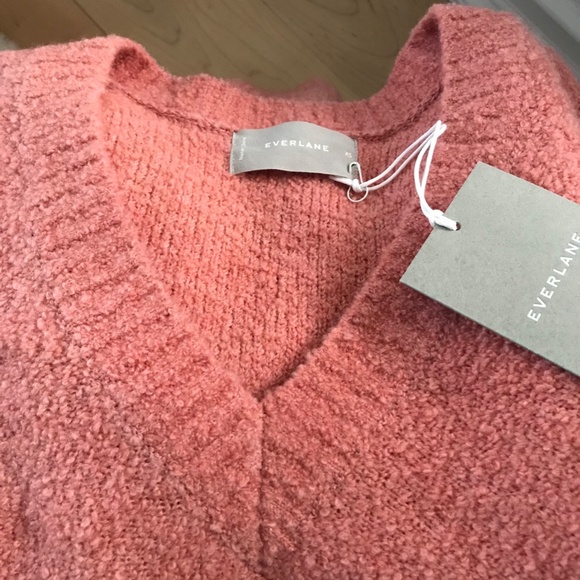 NWT Everlane The Teddy V Neck Sweater Coral XS - Picture 5 of 5